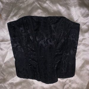 90s black zip up corset bustier top